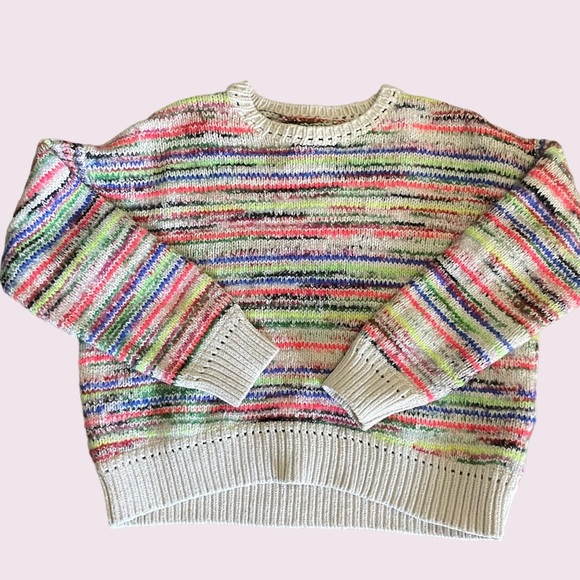 COACH Summer Stripes Soft Wool Mohair Blend Crew Neck Sweater Size‎ Small/Medium - Picture 2 of 7